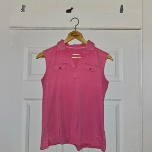 Lady Hagen Pink Sleeveless Polo Tank Top